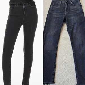 ARITZIA DENIM FORUM Lola High Rise Skinny Jeans 26L Black Rinsed Frayed Hem